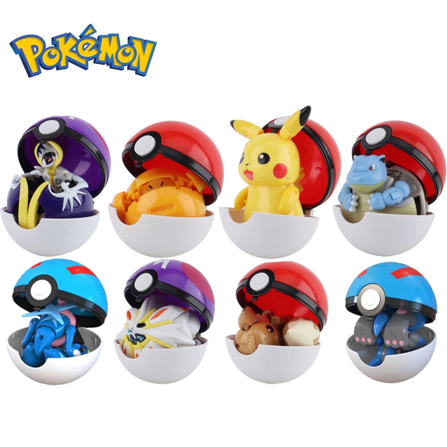 8 Styles Pokemon Ball Pokeball Anime Figure Pikachu Squirtle Pocket Monster - £32.46 GBP+