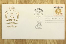 US Postal History FDC 1959 Champion of Liberty Jose de San Martin Intern... - $12.68