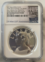 2017 W- American Liberty Silver Medal- 1 Oz- NGC-SP70- Enhanced Finish - £195.26 GBP