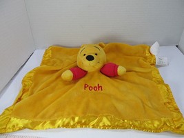 Disney Baby Lovey Winnie the Pooh Yellow Satin Trim Security Blanket 12&quot; - $14.03