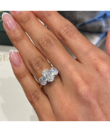 Oval Moissanite Diamond Ring 926 Silver Solitaire Engagement Ring For Her - $322.80