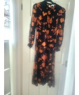 Warehouse Women&#39;s Midi Dress UK 10 Orange Linen with Cotton A-Line - $21.53