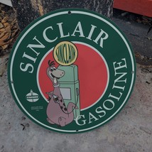 Vintage 1965 Sinclair Gasoline Oil &amp; Refining Co. Porcelain Gas And Oil Pump Sig - £99.91 GBP