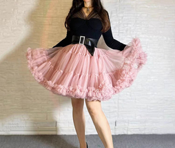 A-line BLUSH PINK Ruffle Tulle Tutu Skirt Women Plus Size Holiday Tulle Skirts image 5