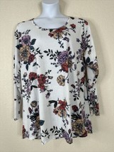 LuLaRoe Womens Plus Size 3XL White Floral Scoop T-shirt Long Sleeve - £13.30 GBP