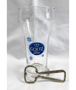 Goetz Beer St Louis Missouri Glass 8 oz Snowflake Logo + Metal Bottle Op... - £23.22 GBP