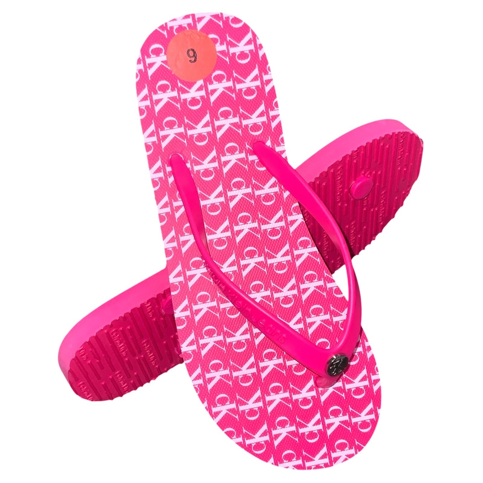 NWT CALVIN KLEIN MSRP $39.99 SAILA WOMEN&#39;S PINK FLIP FLOPS SANDALS 6 7 8 9 - $15.29