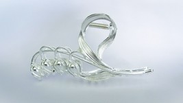 Large silver metal tulip flower hair claw clip for medium thick hair - $10.95
