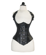 Cup-less-Steampunk-Waist-Shaper-Black-Real Leather Corset - £71.67 GBP