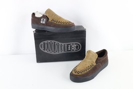 NOS Vtg 90s Streetwear Mens 10 Grunge Goth Checkered Suede Leather Slip On Shoes - £94.58 GBP