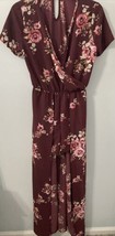 Miami Size Medium Burgundy W/Flowers Maxi Romper /Jumpsuit. - £21.92 GBP