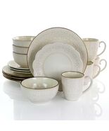 Elama Contessa 16 Piece Embossed Scalloped Stoneware Dinnerware Set in I... - $100.00