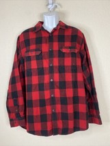 George Men Size XL Red/Black Check Button Up Knit Shirt Long Sleeve Ligh... - $7.59