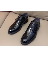 Fashion Men&#39;s Genuine Leather Oxford Shoes Cowhide Shiny Black Color - £76.66 GBP