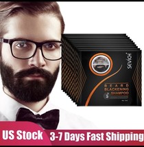 10pcs Men Black Beard Hair Dye Color Shampoo Permanent Darkening Hair Coloring - £7.18 GBP