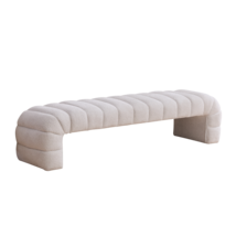 Modern Upholstered Armless Bed Bench - Ivory Chenille Couch Daybed (69.7&quot;) - $203.99