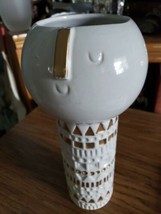 West Elm Atelier Stella Abstract Geometric MCM Pottery Beige & Gold Face Vase  - $34.99