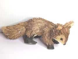 Sisal Fox Figurine Ornament Wood Buri Bristle Nature Fall Cottage Farmhouse Core - £19.56 GBP