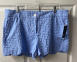 NWT Crown &amp; Ivy Shelby Golf Shorts Womens Size 14 Blue Scalloped Textured - $26.98