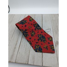 Adolfo Silk Tie Red Print Floral Blue 56&quot; - £7.81 GBP