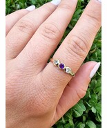 Triple Birthstone Ring-14k Gold Ring-Three Stone Ring- Mother&#39;s Day Ring  - $382.00