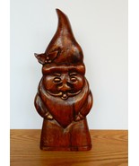 Carved wood old world style Santa Claus statue w/ mahogany stain &amp; gold ... - £23.70 GBP