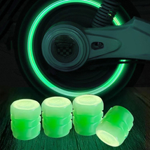 4-pieces Luminous Valve Caps Fluorescent Night Glowing Car Motorcycle Bicycle - £12.39 GBP