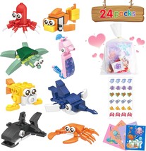 24 Packs Valentines Day Gifts for Kids Marine Animals Building Blocks Sets for C - £40.23 GBP