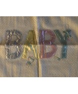 Quiltex Baby Blanket Throw White Satin Letters Baby Vintage Acrylic 40&quot;x... - $26.58 CAD