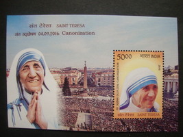 India 2016 MNH - Saint Teresa - Minisheet - $1.70