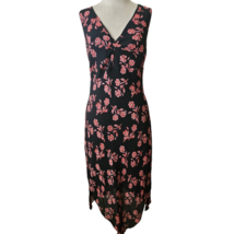 Black and Pink Floral Sleeveless Cocktail Dress Size Large - £19.72 GBP