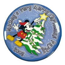 Disney Mickey&#39;s Very Merry Christmas Party 2003 Pin Back Button Vintage - £7.23 GBP