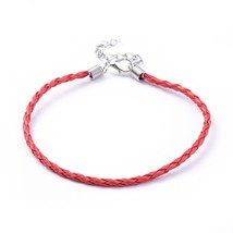 Faux Leather Braided Bracelets Red Jewelry Making Supplies Bulk 7.5&quot; 2pcs - £3.93 GBP