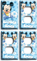 Baby Mickey Mouse Nursery Light Switch 3 Outlet Plates Infant Newborn Boys Room - £31.21 GBP