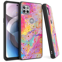 For Motorola One 5G Ace - Hard Tpu Rubber Skin Case Shiny Rainbow Marble Flakes - £11.79 GBP