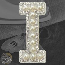 Letter I White Faux Pearl with Rhinestones Iron On Patch Craft Applique - $5.50 CAD