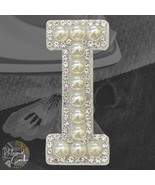 Letter I White Faux Pearl with Rhinestones Iron On Patch Craft Applique - €3,43 EUR