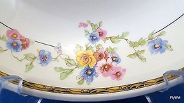 Johnson Brothers Watteau Round Vegetable Bowl 9in Floral Yellow Border P... - $52.50