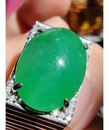 Icy Ice Fruit Green 100% Natural Burma Jadeite Jade Ring # 925 Sterling ... - £2,740.98 GBP