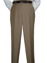 Men&#39;s Mantoni Flat Front Pants All Wool Super 140&#39;s Classic Fit 40901 Camel - £39.34 GBP