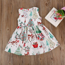 NEW Christmas Tree Reindeer Girls White Sleeveless Dress 2T 3T 4T 5T - £7.04 GBP