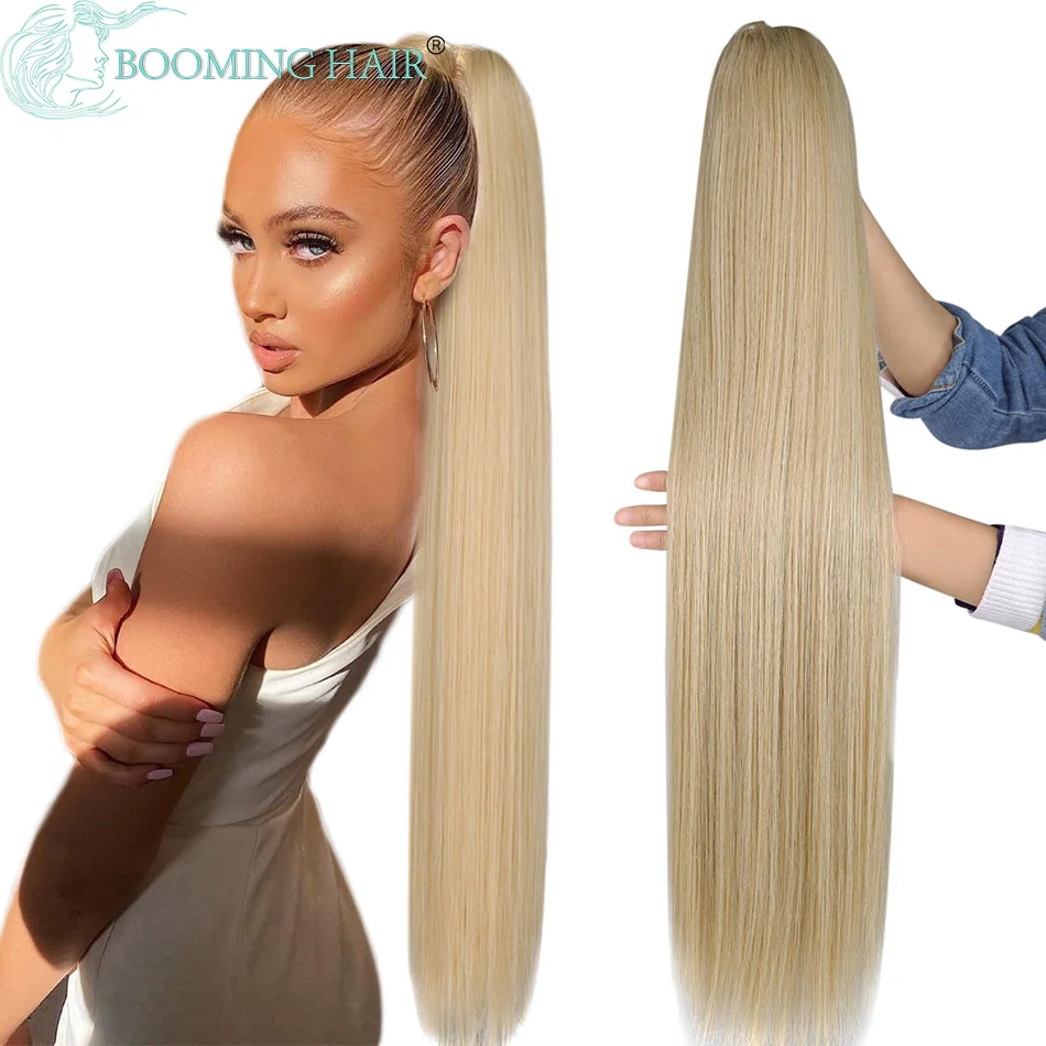 Long Straight Ponytail Synthetic 32 Inch Drawstring Pony Fiber Heat-Resistant - £8.71 GBP+