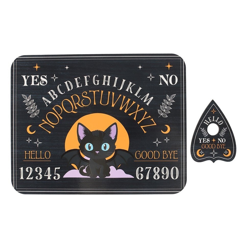 Cute and Creepy Bat Cat Talking Board - Gothic Kawaii Spirit Board with Planchet Item image 2
