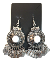 Paparazzi Jewelry earrings RURAL RHYTHM Silver Tone Dangle White Accent - $5.00