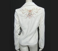 NWT Cream Embellished Corduroy Jacket S Ivory Beige Beaded 100% Cotton B... - £13.98 GBP