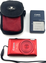 Canon PowerShot ELPH 300 HS 12.1MP Digital Camera RED HD 5X Zoom Bundle ... - $335.35