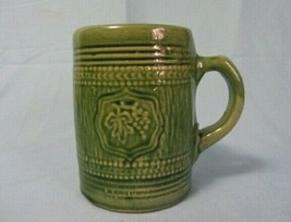 Vintage Pottery Large Coffee Mug Or Beer Stein Green With Grape Leaves - £7.60 GBP