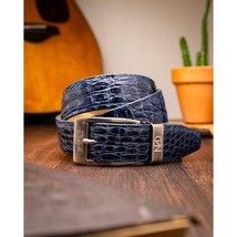 Massimo Exotic Caiman Flank Belt All Sizes Navy image 4