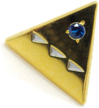 Triangular Tie Tack Lapel Pin 1/10 10Kt Yellow Gold Blue Sapphire Suit Vintage - £42.66 GBP