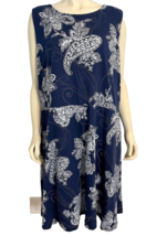 Talbots Plus Petite Navy and Light Blue Floral Sleeveless A Line Knit Dress 3Xp - £29.87 GBP